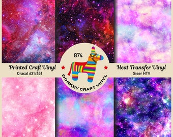 Patterned Vinyl | Unicorn Galaxy, Nebula pattern Printed HTV, Iron on Vinyl, Glitter Puff Heat transfer Vinyl,  Adhesive Craft Vinyl- 874