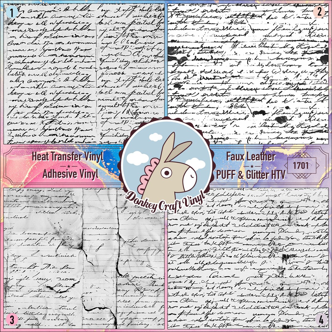 Old Handwriting Overlays Printed HTV, Pattern Vinyl, Iron on Vinyl ...