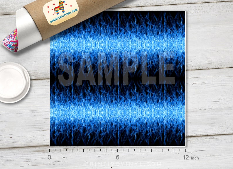 Blue Fire Flame Printed HTV Pattern Vinyl Iron on Vinyl Etsy