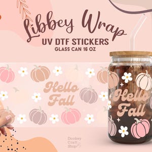 Pumpkin UV Dtf, Ready to Transfer, Libbey Glass Can Wrap, UV Dtf Cup Wrap, UV Sticker Transfers, 16oz Cup Wrap, UV035