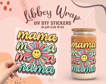 Mama UV Dtf Sticker, Mothers Day Christian Gift Ready to Transfer, Libbey Glass Can Wrap, UV Dtf Transfers, Tumbler Uv Sticker UV118
