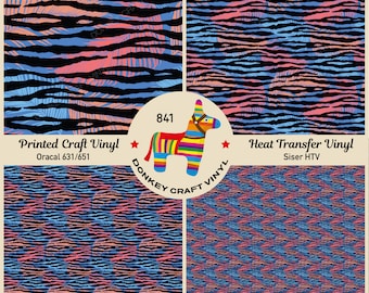 Zebra Palm Tree Printed HTV, Patterned Vinyl, Iron on Vinyl, Siser Heat Transfer Vinyl, Oracal Adhesive Craft Vinyl- 841
