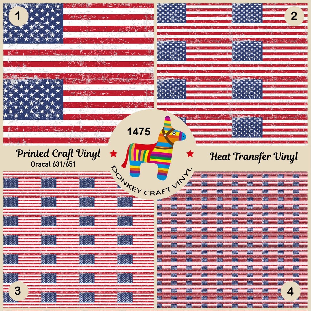 American Flag Printed HTV, Pattern Vinyl, Patterned HTV, Iron On, Faux ...