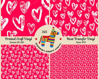 Valentines heart seamless Printed HTV, Pattern Vinyl, Iron on Patterned Vinyl,  Puff Heat transfer Vinyl,  Adhesive Craft Vinyl- 345