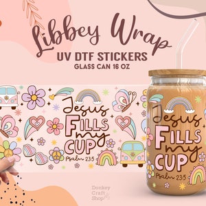 Christian UV Dtf, Ready to Transfer, Libbey Glass Can Wrap, UV Dtf Cup Wrap, UV Dtf Transfers, 16oz Cup Wrap UV007