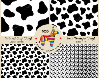 Patterned Vinyl | Cow Printed HTV, Animal Print,Adhesive Craft Vinyl,Patterned Faux leather, Puff Heat transfer Vinyl - 1030