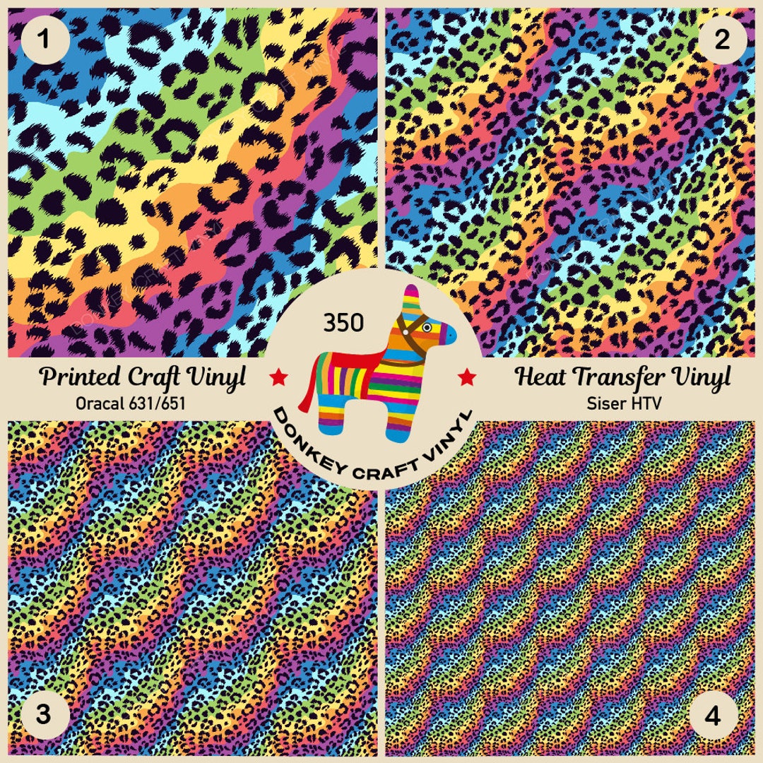 Leopard Color Htv Rainbow Leopard Printed HTV, Patterned HTV, Pattern Vinyl, Glitter HTV ...