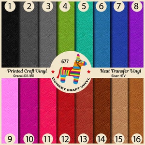 Colored Leather Printed HTV,  Faux leather, Puff Heat transfer Vinyl,  Adhesive Craft Vinyl- 677