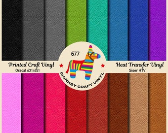 Colored Leather Printed HTV,  Faux leather, Puff Heat transfer Vinyl,  Adhesive Craft Vinyl- 677