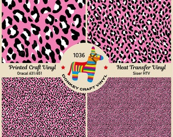 Pink Leopard cheetah Animal Printed HTV, Patterned Vinyl, Iron on Vinyl,  Puff Heat transfer Vinyl,  Adhesive Craft Vinyl- 1036
