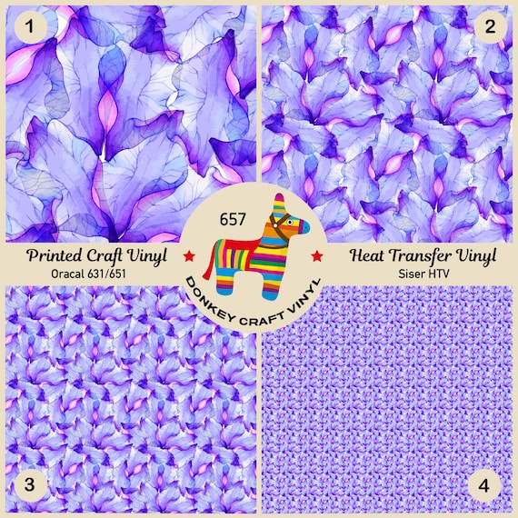 Violet Flower Petal Pattern Printed HTV Siser HTV Craft Vinyl 657 Oracal 651