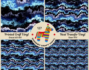 Blue marble Printed HTV, Pattern Vinyl, Patterned HTV, Iron on Vinyl, Faux leather, Puff Heat transfer Vinyl,  Adhesive Craft Vinyl- 127