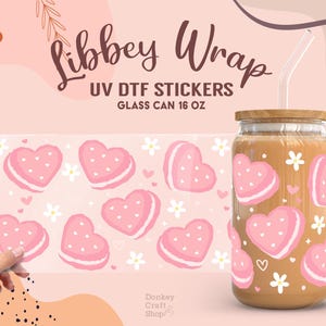 Heart Macarons UV Dtf, Ready to Transfer, Libbey Glass Can Wrap, UV Dtf Cup Wrap, UV Dtf Transfers, 16oz Cup Wrap UV083