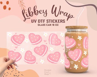 Heart Macarons UV Dtf, Ready to Transfer, Libbey Glass Can Wrap, UV Dtf Cup Wrap, UV Dtf Transfers, 16oz Cup Wrap UV082