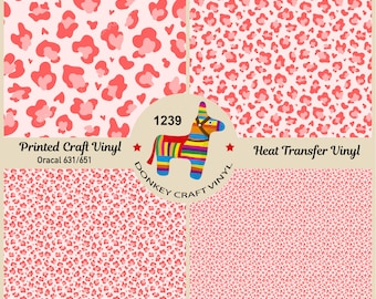 Pastel Pink Leopard cheetah Animal Printed HTV, Patterned Vinyl, Iron on Vinyl,  Puff Heat transfer Vinyl,  Adhesive Craft Vinyl- 1239