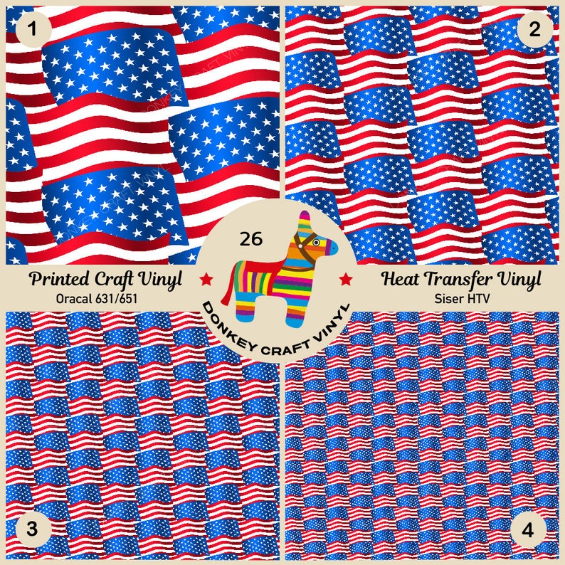 American Flag Printed HTV, Pattern Vinyl,iron On, Faux Leather, Puff ...
