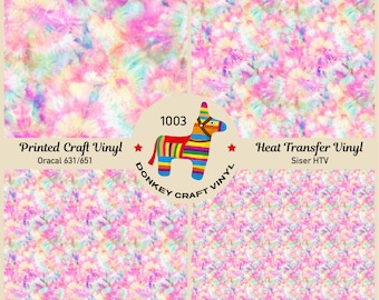 Unicorn Tie-Dye Printed HTV, Iron on Pattern Vinyl, Glitter HTV, Faux leather, Puff Heat transfer Vinyl,  Adhesive Craft Vinyl- 1003