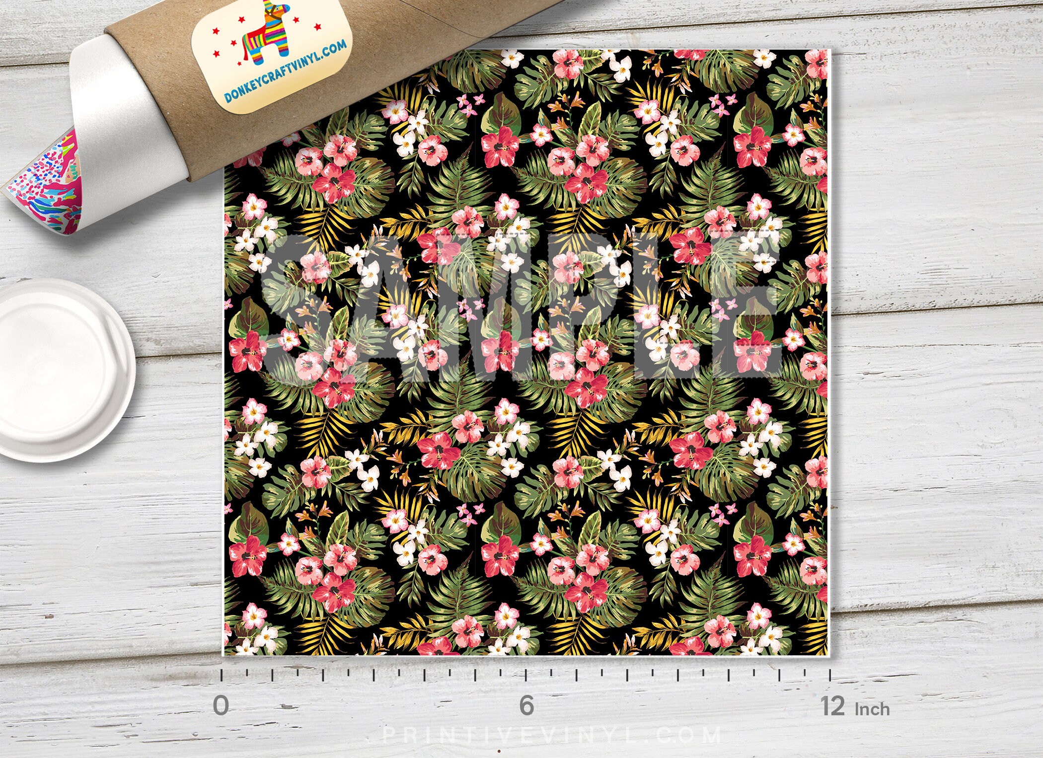 Tropical Flower Printed HTV Pattern HTV Pattern Vinyl Siser | Etsy