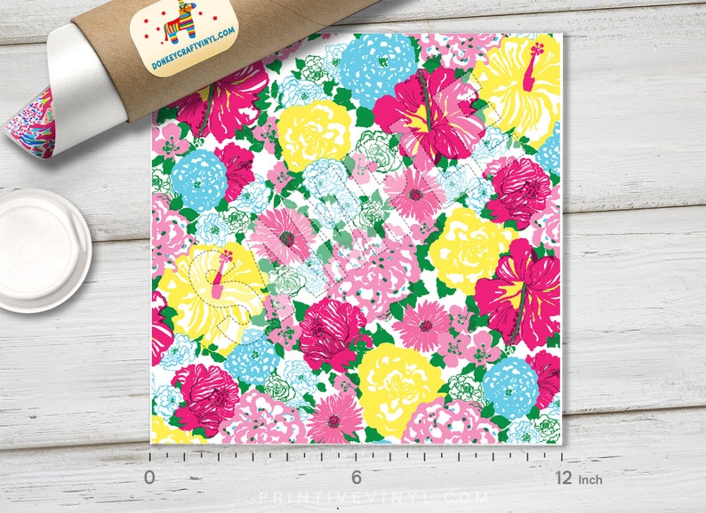Floral Pattern Vinyl Glitter HTV Patterned Iron on Vinyl Siser Heat Transfer Vinyl Oracal Adhesive Vinyl L025