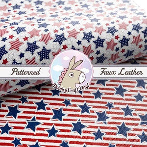 4th of July American Flag printed Faux Leather Earring Leather | Purse Leather | Inlay Leather FL047