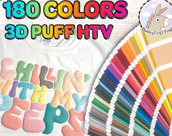 3D PUFF HTV, 180 colors Available, Puffy Vinyl, Puff Heat Transfer Vinyl, Puff Iron-On Vinyl