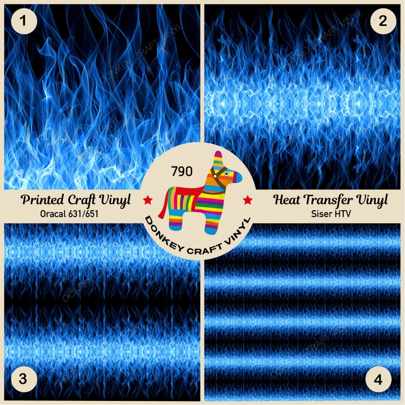 Blue Fire Flame Printed HTV Pattern Vinyl Iron on Vinyl Etsy