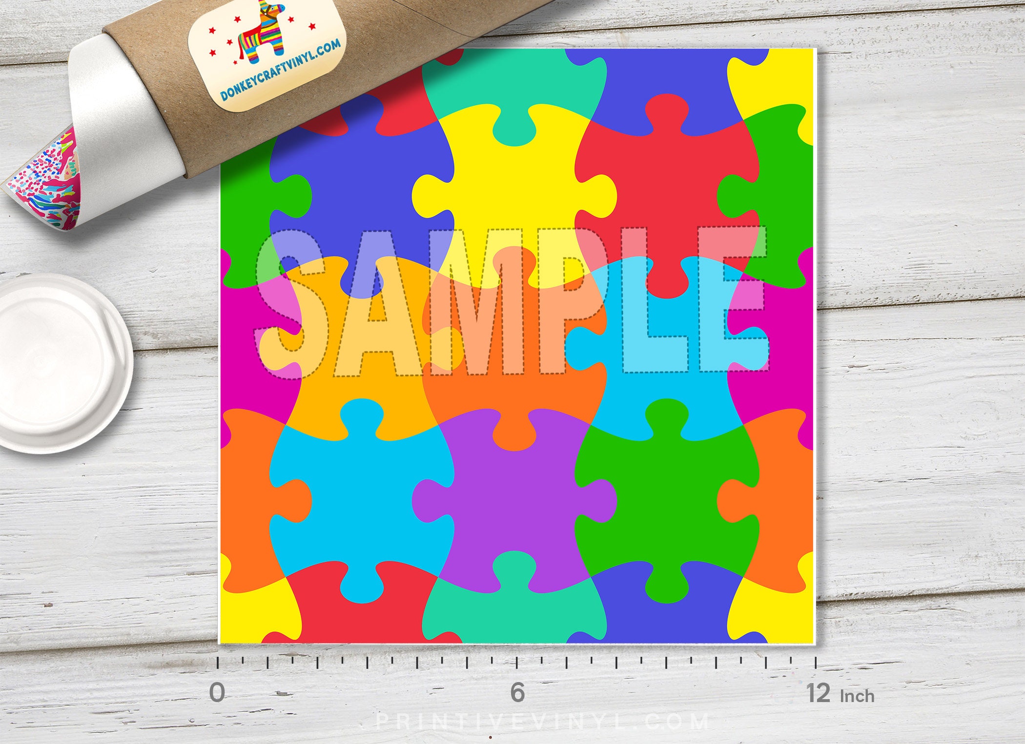 Colorful Autism Puzzle Printed Puff Heat Transfer Vinyl, Printed Adhesive  Vinyl, Craft Vinyl, Printed HTV, Patterned Vinyl, Puff & 651-53 