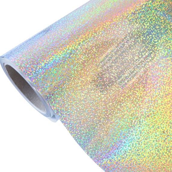 GIRAFVINYL PU Shimmer HTV Vinyl Rolls Heat Transfer Vinyl - 12 x 4ft  Holographic White Glitter Iron on Vinyl for Clothes and Fabric