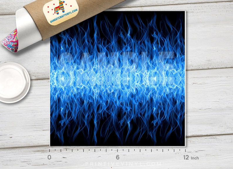 Blue Fire Flame Printed HTV Pattern Vinyl Iron on Vinyl Etsy