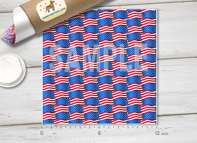 American Flag Printed HTV, Pattern Vinyl,iron On, Faux Leather, Puff ...
