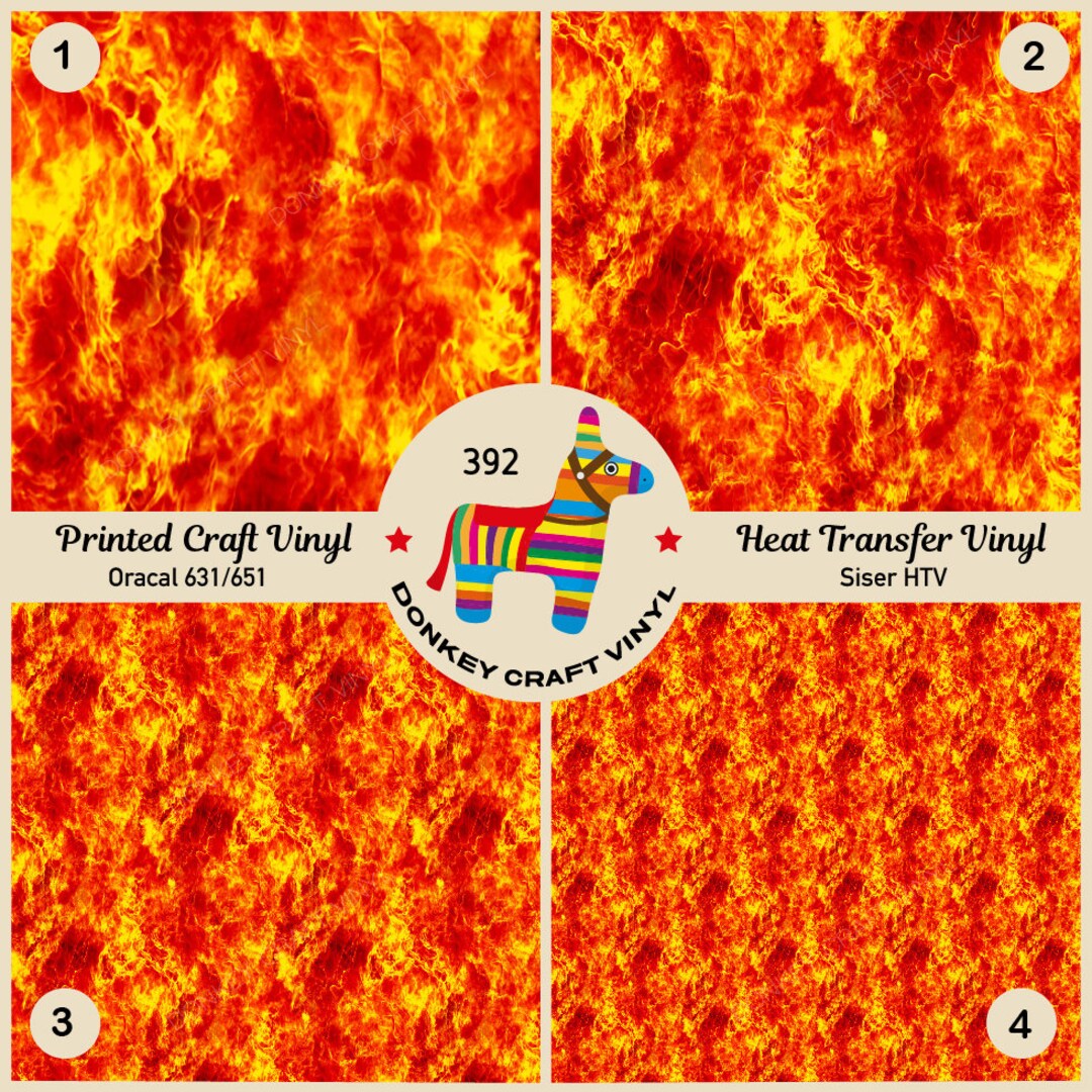 Blaze Fire Flame Printed HTV, Pattern Vinyl, Iron on Vinyl, Faux