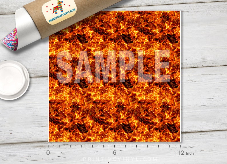 Fire Flame Printed HTV Iron on Vinyl Iron on Pattern Vinyl Etsy