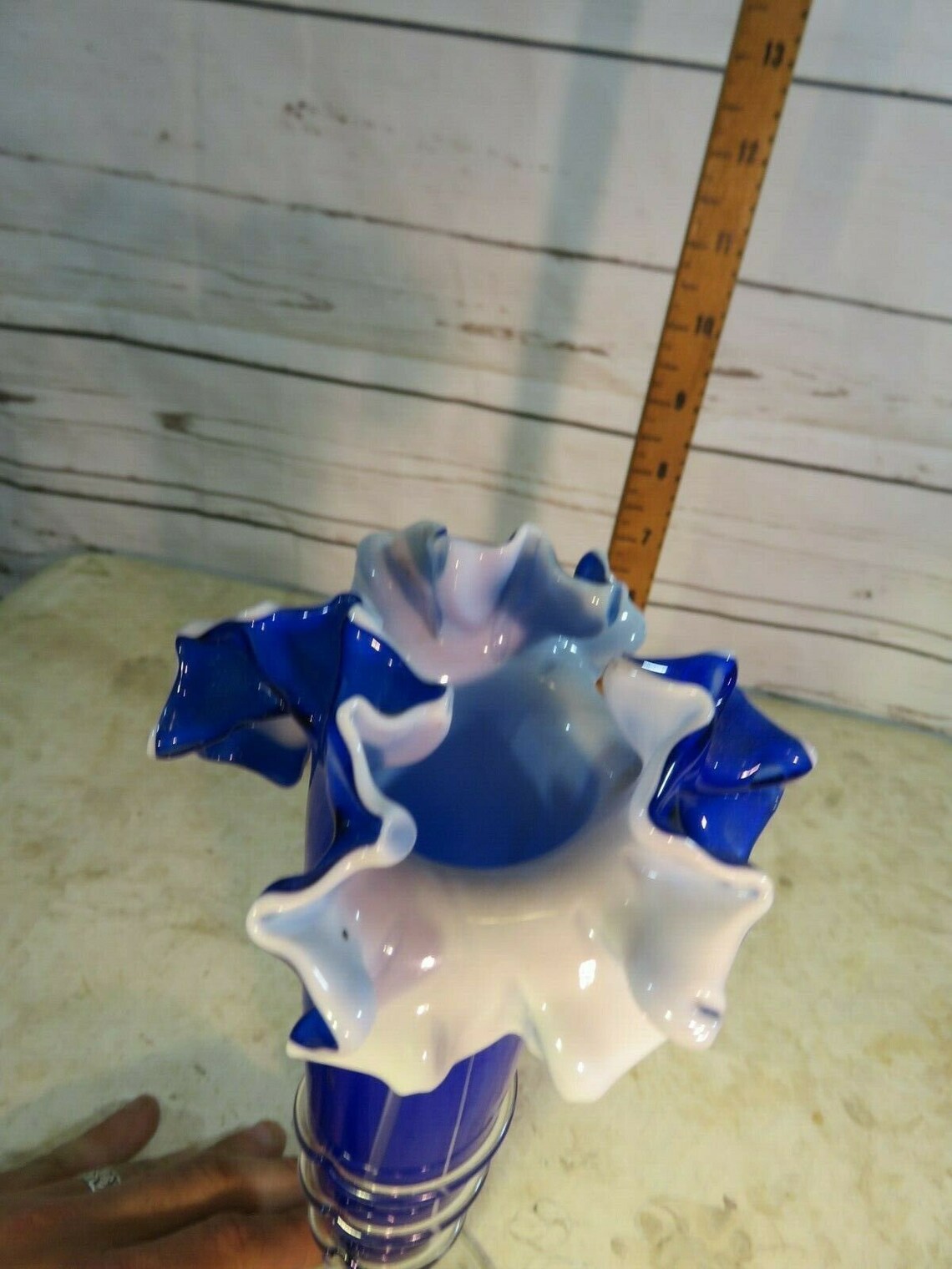 BEAUTIFUL hand blown cobalt blue hand blown vase with helix Etsy