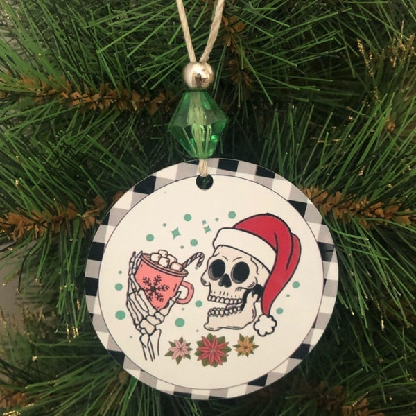 Skull ornament, halloween ornament, christmas skull, funny skull ornament