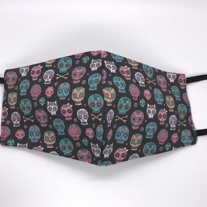 Sugar Skull Cat Glitter Eyemask Adult White Day of the Dead Mask