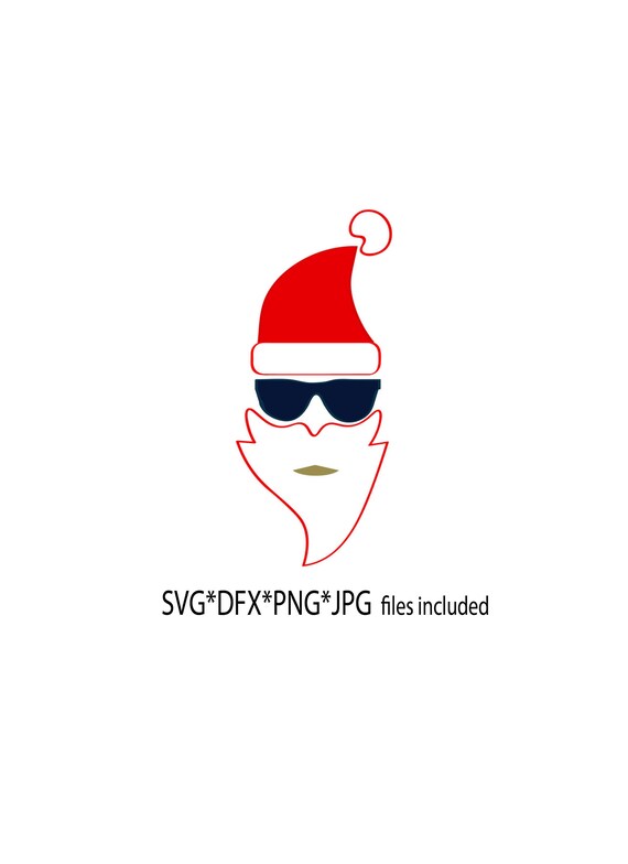 Cool Santa SVG surfing santa DFX sunglass santa download hipster santa clipart