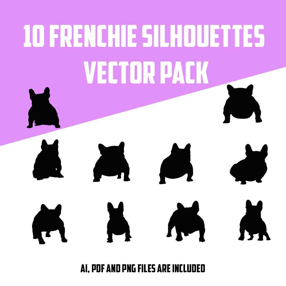 Frenchie Silhouettes Bundle 1 VECTOR PACK | Etsy