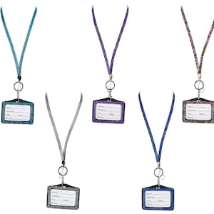 Porta-crachá de identificação horizontal de cristal Bling de strass – cordão vendido separadamente