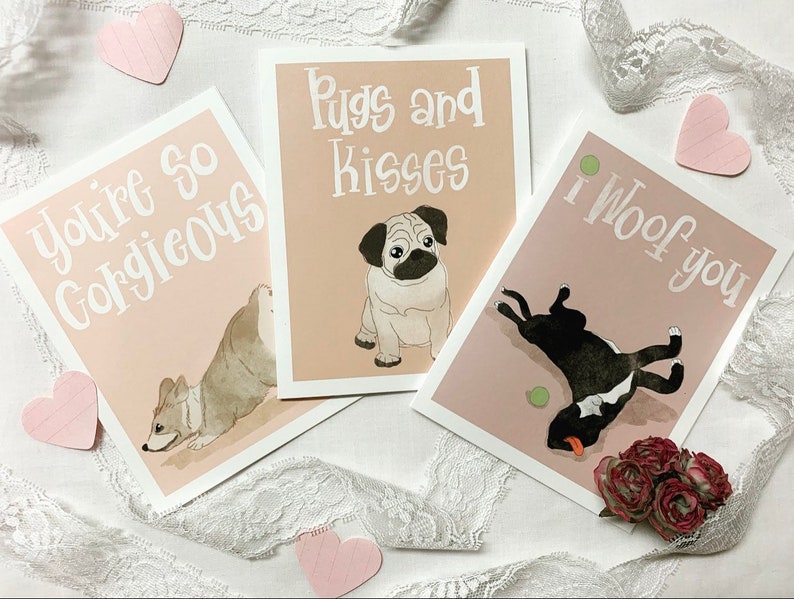 Valentines Day Dogthemed Greeting Card Etsy