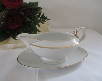 Sauce boat white gold bowl Eschenbach bavarian german porcelain