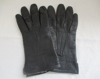 Leather gloves, women, winter, gloves, leather, vintage, lined (4)