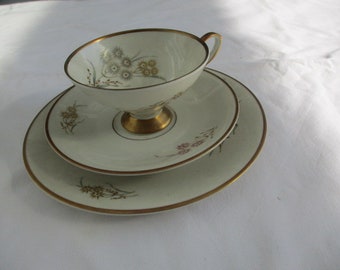 Collectible cup, gold rim, porcelain, edelweiss, coffee set, tea set, cup, plate, vintage, exclusive,