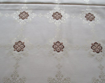 Embroidered Damask tablecloth, large tablecloth embroidered Handmade bavarian gold brown