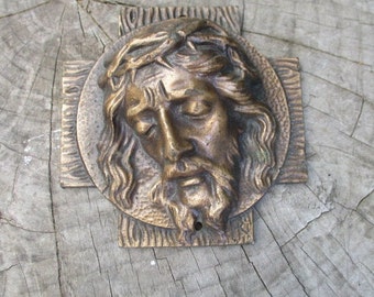 Skulptur, Jesus, Bronze, Kopf, vintage, Bild, religiös, Kirche, Kreuz