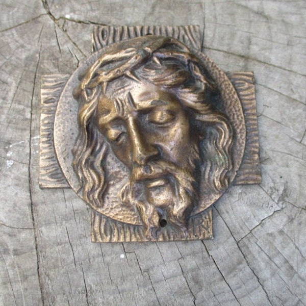 Skulptur, Jesus, Bronze, Kopf, vintage, Bild, religiös, Kirche, Kreuz