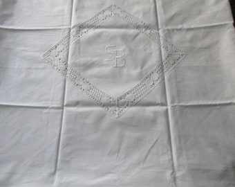 Pillowcase with monogram, parade pillow, lace, cotton, vintage, pillow