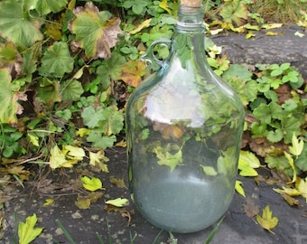 Glass bottle, wine bottle, handle, fermentation bottle, vintage, balloon bottle