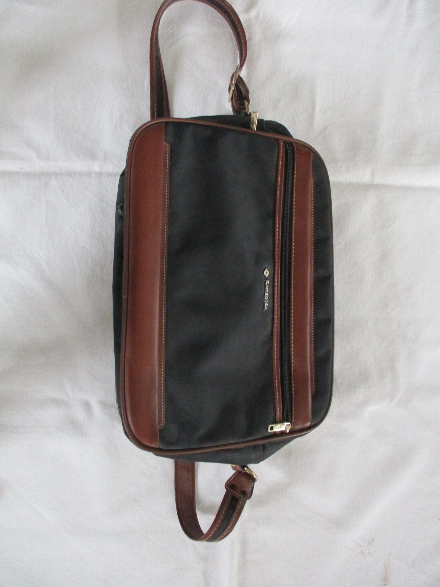 Samsonite Shoulder Bag Messangerbag Travel Bag Airplane Hand Luggage Vintage Leather Fabric