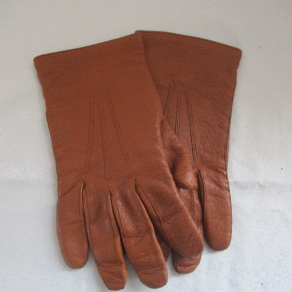 Lederhandschuhe,Damen,  Handschuhe, hellbraun, gefüttert, vintage (1)