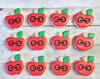 Mini Teacher Appreciation cookies, Apples, Crayons, Pencils, 1 dozen